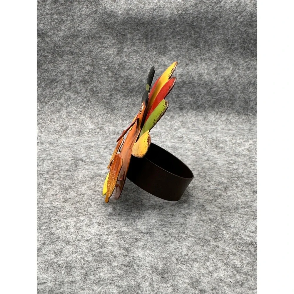 Set of 6 Metal Turkey Napkin Rings Thanksgiving Fall Harvest Table Decor Top Hat